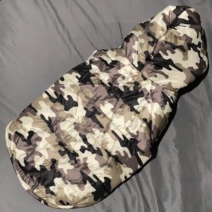 Medium camo Top-Paw dog puffer coat.